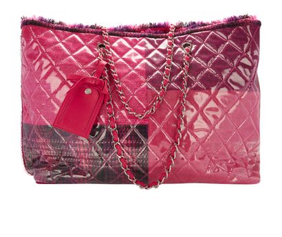 Patchwork Tweed Tote, &pound;850, Handbags, Pink/Purple, Tweed/Vinyl, Front view